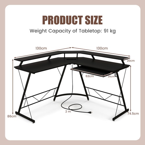 Shaped computer desk with - desk,