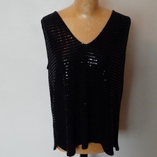 Wallis black sequin tank sleeveless camisole top size L
