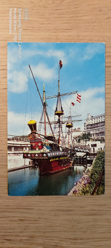 Postcard Sailing Ship Golden