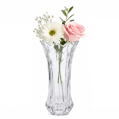 Clear heavy glass flower vase - clear,