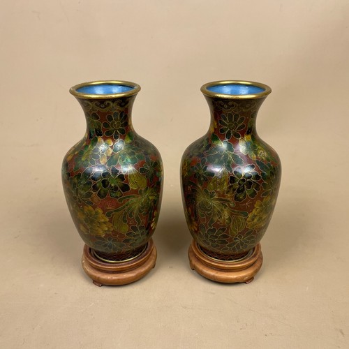 Cloisonne enamel vases pair - enamel,