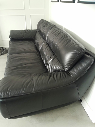 Black leather seater sofa 7 - black,