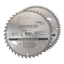 Silverline Circular Saw Blades Wood/Chipboard/MDF TCT 250x30mm 40/60T 2 Pieces
