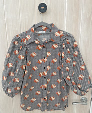 Ganni Women's short puff sleeved and button up blouse, size 36 