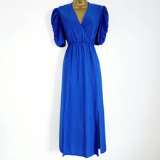 NEW DOROTHY PERKINS 10-24 Cobalt Blue Pleated Midi Wrap Dress Occasion Wedding