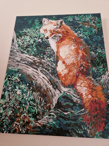 Fox hand painted - on, stretched