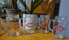 16oz  Jam Jar Glasses x 4 Jeremiah Weed, Man Cave, Party Events, Xmas, vgc