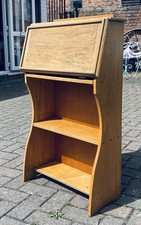 1930s Vintage Golden Oak Bureau Writing Desk Book Shelf Display 49x69x20cm 