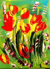 RED HOT FLOWERS   painting Abstract Modern Art  Contemporary  WALL DECOR EY3DG4F