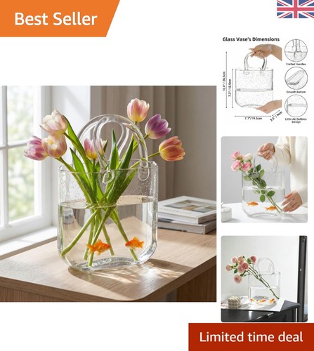 Handmade clear glass bag vase - bag,