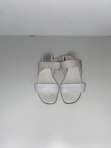 White leather sandals with - leather,