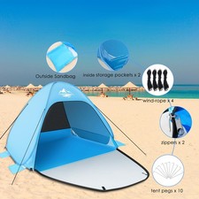 Pop Up Beach Tent 2-3 Person Automatic Sun Shelter UPF 50+ UV Protection Canopy