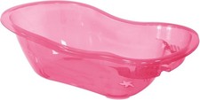 Simpa  50 Litre Large Transparent Pink Plastic Baby Bath with Integrated drain
