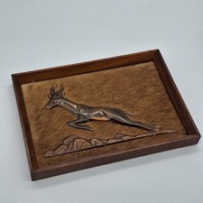Vintage Copper Antelope on Game Skin Fur Plaque South Africa