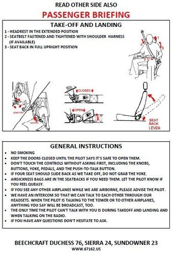 Laminated passenger briefing - laminated,