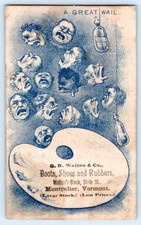 1880's WAILING CRYING HEADS*MONTPELIER VERMONT*VT*G B WALTON*BOOTS SHOES RUBBERS