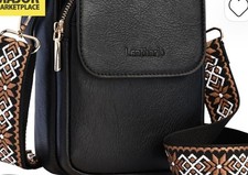 Cross Body Bag RFID Blocking Vegan Leather with Handle & Extra Strap – Black