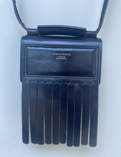 Acne Studios Laurie Black Fringed Leather Mini Crossbody Bag 15 x 11 x 3 cm