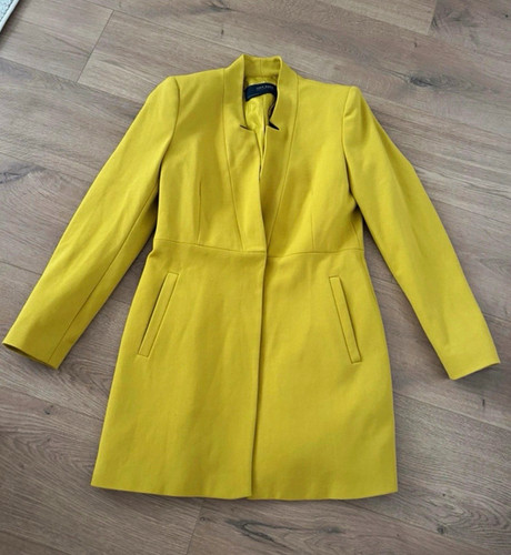 Women yellow mid length coat - mid-length,