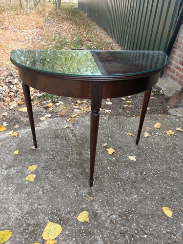 Half moon wooden table with - half,