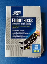 Boots Flight Socks Unisex Black Compression Level 14-17mmHG Size 3/6 35/3