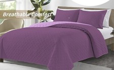 Quilted Bedspread Basket Weave Bed Throw Bedding Set | Double King Comforter Pcs