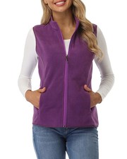 Women's Fleece Gilet Soft Sleeveless Bodywarmer Vest with Zip Pockets – Purple L