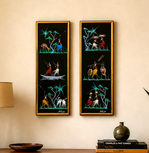 Vintage african wall art pair - vintage,