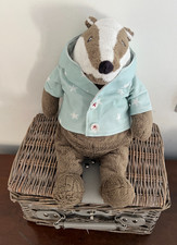 IKEA Gravling Badger Brown Soft Toy in Blue Jacket with Stars - 36cm / 14"