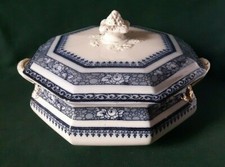 KEELING & CO LOSOL WARE ORMONDE TUREEN ART DECO COVERED VEGETABLE TUREEN IN BLUE