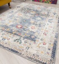 Grey Vintage Style Rugs Faded Old Style Large Modern Floral Patterned Floor Rug