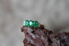 AAAA Kagem Zambian Emerald & Diamond 18k Gold Ring 1.3ct