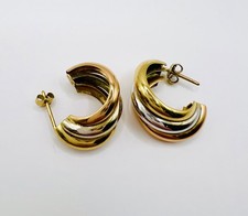 9ct Tri-Colour Gold Hoop
