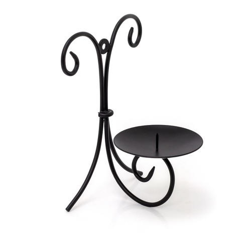 Black metal scroll wall sconce - black,