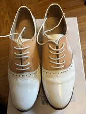La Redoute Saddle Shoes Brogues Patent Leather Cream Sz 39 Uk 6 Rockabilly dance