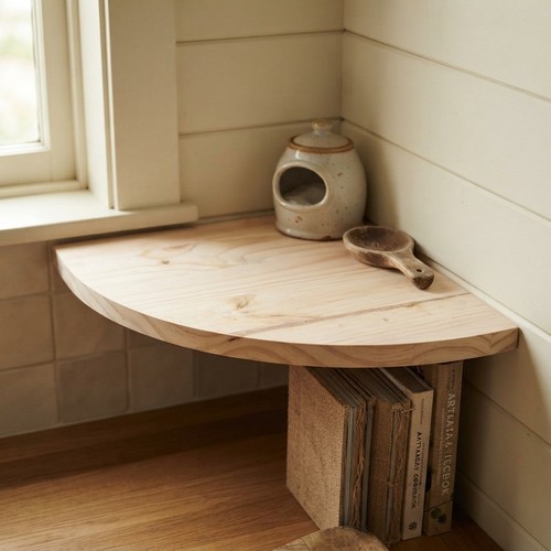 Unfinished pine corner shelf - unfinished,