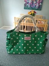 Cath Kidston Green with Cream Polka Dot Large Tote Handbag 32x37x7 Cm Used GC