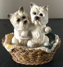Westie West Highland Terrier Puppies in a Basket Ornament