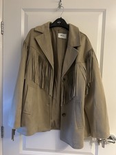 Rita Ora Suede Western Fringe Festival Jacket Beige Size Small Uk
