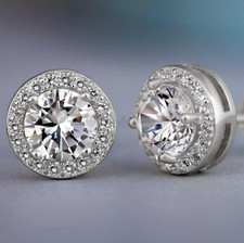 10MM 925 Sterling Silver Big Round Stud Earrings Made With Swarovski Crystals