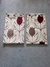 Dunelm Lalique Art Nouveau Tulip Wine  Eyelet Curtains 64 X 54