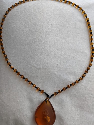 Vintage bead necklace amber - bead,