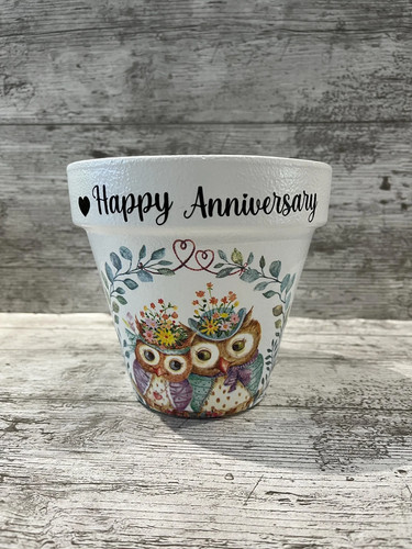 Plant pot terracotta - pot, owl