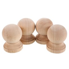  4 Pcs Wood Round Finial