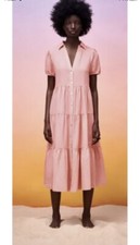 Zara Linen Blend Tiered Midi