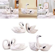 2Pcs Couple Swan Figurines Cake Topper Home Swan Statues Resin Sculptures for