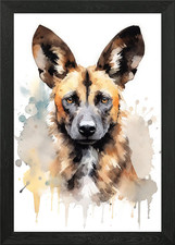 Wild African Dog Framed Wall Art Poster Canvas Print Picture