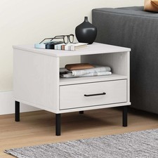 Bedside Table White Solid Pine Wood 19.7 x 19.7 x 17.7 in Drawers