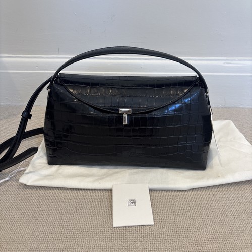 Toteme lock black croc bag - toteme,