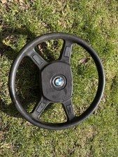 BMW E30 E32 E34 3 5 7 Series Black Leather Steering Wheel Oem 11528964
